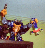 Optimal Optimus and Jeff Gordon reenact a scene from 'Commando'